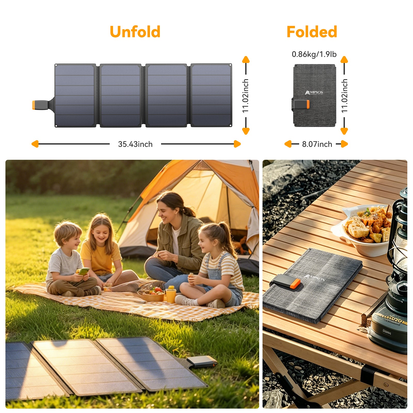 AMPSOS 36W Portable Solar Panel