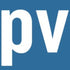 White 'pv' letters on a blue background